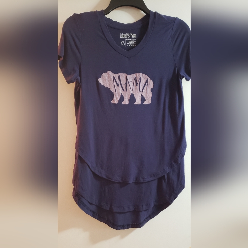 Latched Mama Women's Dark Purple Tee with Bear Graphic